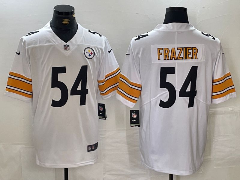 Men Pittsburgh Steelers 54 Frazier White Second generation 2024 Nike Limited NFL Jersey style 1